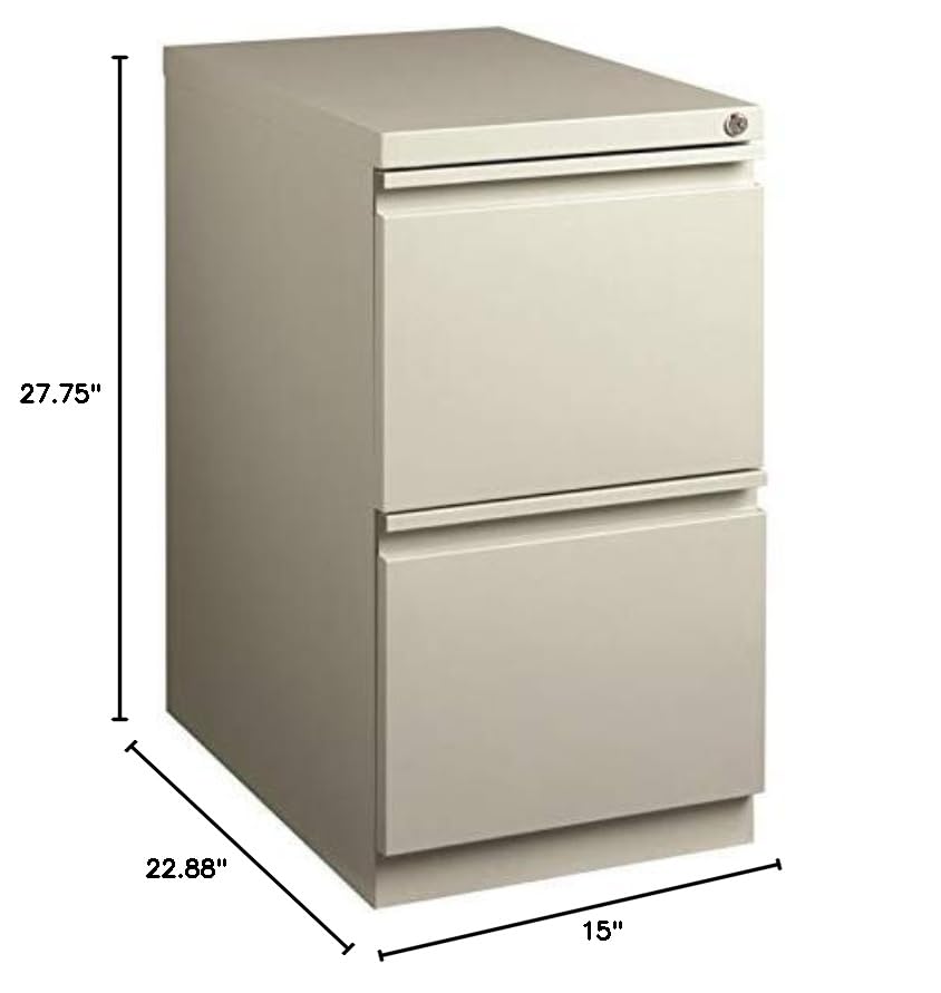 Hirsh 23-in Deep Mobile Pedestal File 2-Drawer File/File. Full Width Pull. Gray - color: Light Gray