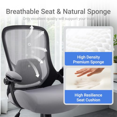 HYLONE Office Chair Big and Tall 400lbs Desk Chair | 5" Thickened Seat, Breathable Mesh Backrest, Ergonomic Lumbar Support, Home and Office - color: Black Frame & Grey