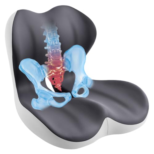 Seat Cushion & Back Support for Tailbone and Lower Back Relief - color: Gray/White
