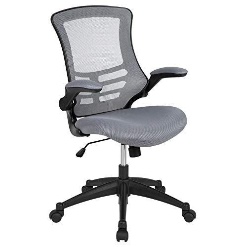 Flash Furniture Kelista Office Chair, Ergonomic, Mid-Back, Dark Gray Mesh with Swivel | Flip-up Arms, Mid-Back, Mesh Back - color: Dark Gray Mesh, size: Set of 1