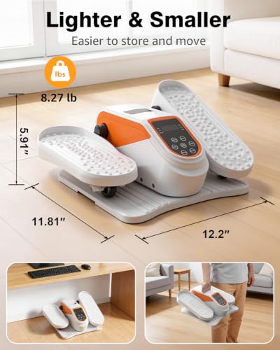 Under Desk Elliptical Mini Electric Leg Exerciser While Sitting for Seniors - color: White
