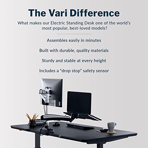 Vari Classic Electric Standing Desk – 60x30 – Black/Slate - color: Black Top / Slate Legs, size: 60 in x 30 in