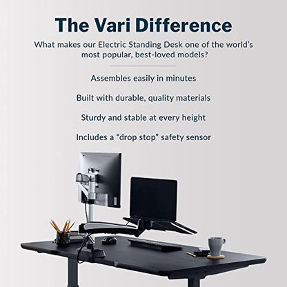 Vari Classic Electric Standing Desk – 60x30 – Black/Slate - color: Black Top / Slate Legs, size: 60 in x 30 in