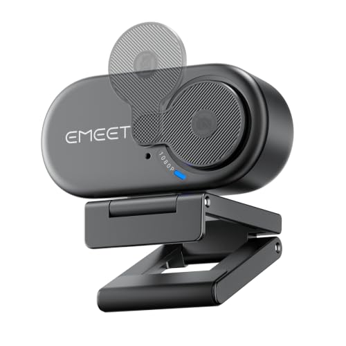 EMEET C100 1080P Webcam for PC w/Rotating Privacy Cover, Mic & Metal Clip | Computer Camera for Home Office, Meetings, Learning, Streaming, External Webcam for Desktop, Laptop, PC USB-A - style: Smooth 1080P w/ Stable Fixed Focus