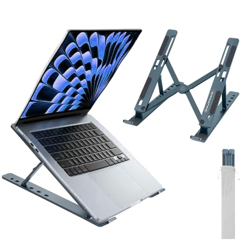 Ergonomic and Foldable Laptop Stand for Desk, Adjustable Riser, Fits All Laptops and Notebooks up to 17,Ultra-Thin,Ventilated Cooling,ABS+Silicone,Grey. - color: Grey