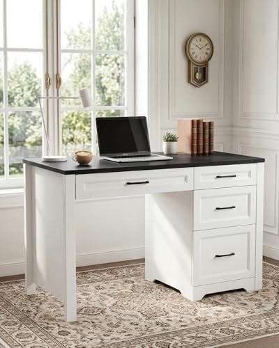 Garvee Black Farmhouse Executive Desk with File Cabinet & Storage Drawers, Space-Saving Small Home Office Desk for Bedroom - color: Black
