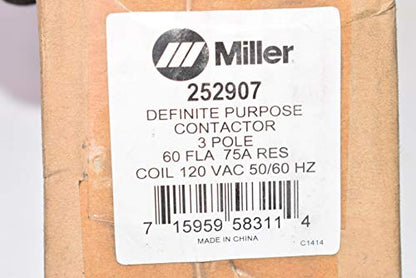 Miller 252907 Contactor, Def Prp 60A 3P 120Vac Coil w/Cover