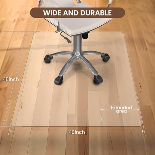 Office Chair Mat for Carpet and Hardwood Floor, 48"x40" Heavy Duty (0.14" Thick) Flat Shipping, Computer Desk Chair Mat - size: 48“x40”×1/7“(1Pack)