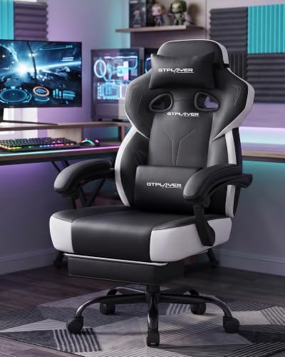 GTPLAYER Big & Tall Gaming Chair, Wide Seat with Footrest, New Black - color: 11 New Black
