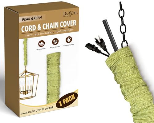 Royal Designs, Inc. Cord & Chain Cover 4 ft Silk Type Fabric, Chandelier Pendant Lighting Chain & Cable Management, Touch Fastener, Pear Green - 1 Pack - color: Pear Green, size: 1 Pack