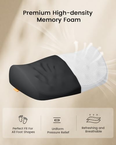 ProtoArc Ergonomic Office Foot Rest Under Desk with Massage Dots | Memory Foam Footrest Cushion for Natural Foot Positioning, Non-Slip Washable Cover, Carry Handle, for Home, Office & Travel