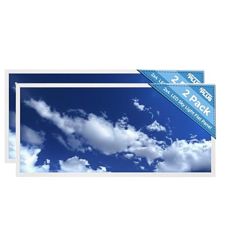 2x4 LED Sky Light Flat Panel, 72W, 9000 Lumens, 6500K Cool White, 0-10V Dimmable Recessed Drop Ceiling Lights, Lay in Fixture for Office & Commercial, 120-277V, ETL Listed (2 Pack) - size: 2x4 - 2 Pack