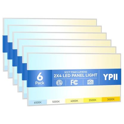 6Pack 2x4 LED Panel Light 5CCT Selectable Drop Ceiling Light Fixture - size: 6Pack, style: 2x4
