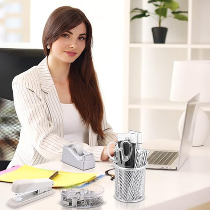 17 IN 1 Office Desk Organizer Set for Back to School Supplies Accessories - color: Silver