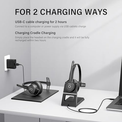 Bluetooth Headset with Noise Cancelling Microphone Dongle for PC Work, Mute