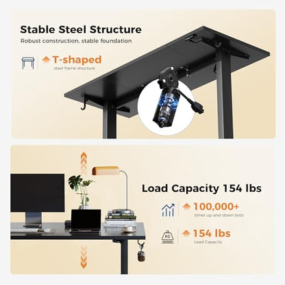 Agilestic Electric Height Adjustable Standing Desk, 63 Inch, Carbon Black - color: Black, size: 63x23.6 Inch