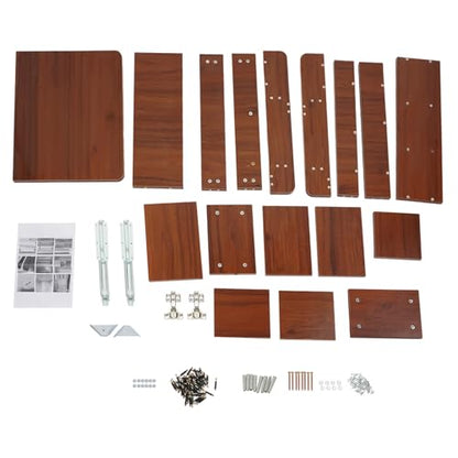 Floating Desk, 36’’H Wall Mounted Desk, Solid Wood Fold Down Laptop Desk with Foldable Tabletop, Folding Table Workstation with Storage Shelves&Door(Walnut)