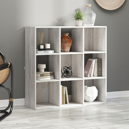 Signature Design by Ashley Paxberry 9 Cube Organizer Bookshelf, Whitewash - color: Whitewash, size: 9-Cube