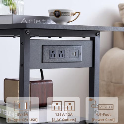 Lerliuo 3-Tier Printer Stand with Charging Station, Rolling Printer Table - color: Black, size: 3-Tier with Charger