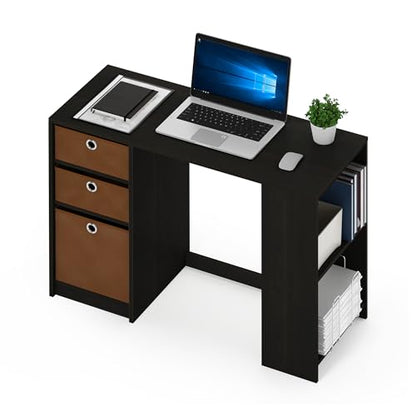 FURINNO Computer Study Writing Desk, Espresso, Model:15110EXBR - color: Espresso, size: With Bin Storage, 39.4 in. x 15.7 in.