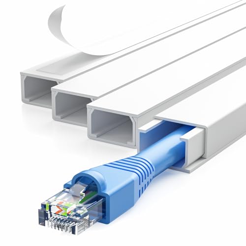 Delamu 56.7in Cord Hider, Cord Covers for 1-2 Wires on Wall, One-Cord Cable Hider, Easy Install Wire Hider Wire Covers for Cords on Wall, Cable Cover Raceway to Hide Wires Along Wall, W0.59 H0.4in - color: White, size: 56.7in L x 0.59in W x 0.4in H