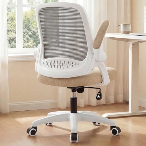 NEO CHAIR Office Desk Chair, Ergonomic Mesh with Flip-Up Armrests, Beige - color: Beige