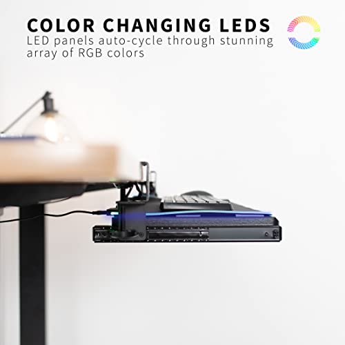 VIVO Large Under Desk Keyboard Tray with RGB LED Light Mouse Pad, C-clamp Mount, 27 (33 Including Clamps) x 11 inch Slide-Out Platform Computer Drawer for Typing, Black, MOUNT-KB05P