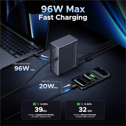 UGREEN 13-in-1 Thunderbolt 4 Docking Station, Dual 4K@60Hz, 3xTBT4, 40Gbps | Signle 8K@30Hz, 180W Total Power, 96W Host Charging, 3xUSB A, 2xUSB-C, Gigabit Ethernet, SD/TF 3.0, 3.5mm Audio, Revodok Max