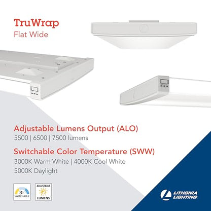 Lithonia Lighting 4' Wraparound LED Shop Light, Adj Brightness, 3-in-1 CCT - size: Wide, style: Flat