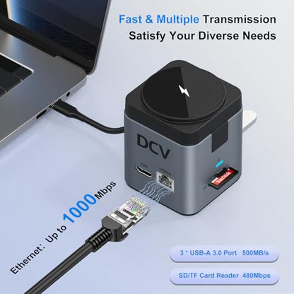 USB C Laptop Docking Station, 9 in 1 Hub with MagSafe Charger, Dark Gray - color: Dark Gray