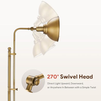 VONLUCE Industrial Floor Lamp 65", Adjustable Standing Lamp for Living Room - color: Gold