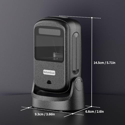 NetumScan Hands-Free Barcode Scanner, 1D 2D QR Desktop USB Wired Barcode Reader with Auto-Sensing, 1M Pixel CMOS for Inventory Management, Retail, POS System, Windows Mac Linux