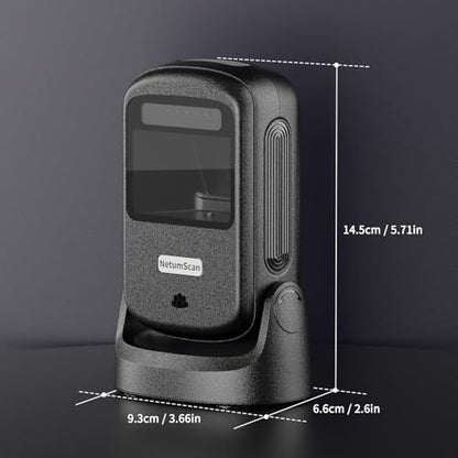 NetumScan Hands-Free Barcode Scanner, 1D 2D QR Desktop USB Wired Barcode Reader with Auto-Sensing, 1M Pixel CMOS for Inventory Management, Retail, POS System, Windows Mac Linux