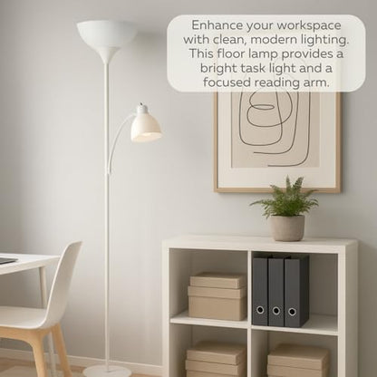 LIGHTACCENTS Floor Lamp with White Plastic Shades, Adjustable Standing Lamp, Reading Light, Head Lamp, Ideal Floor Lamps for Living Room, Measures 12x12x72 inches - color: White Reading Lamp