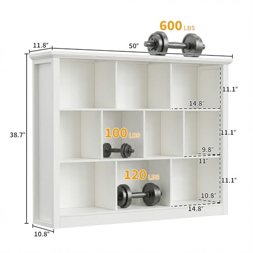 Unikito Cube Storage Shelf, Open Cube Bookshelf with Base, Warm White - color: Warm White, size: 10 Cube (50"W x 38.7"H)