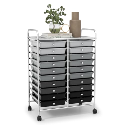 LDAILY Rolling Cart with Drawers, Classroom Storage for Teacher,Grey - color: Gradient Grey, size: 20 Drawer