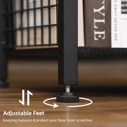 Lerliuo 3-Tier Printer Stand with Fabric Drawer and Shelves, Pure Black | Three-tier printer stand with fabric drawer and two shelves for paper, office supplies, scanners and fax machines - color: Pure Black