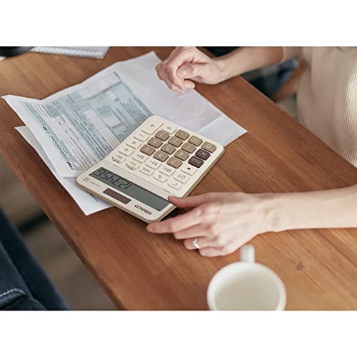 Pendancy Desk Calculator Large Display, 12-Digit, Big Buttons, Tax Keys - color: 130T-Brown, size: Large