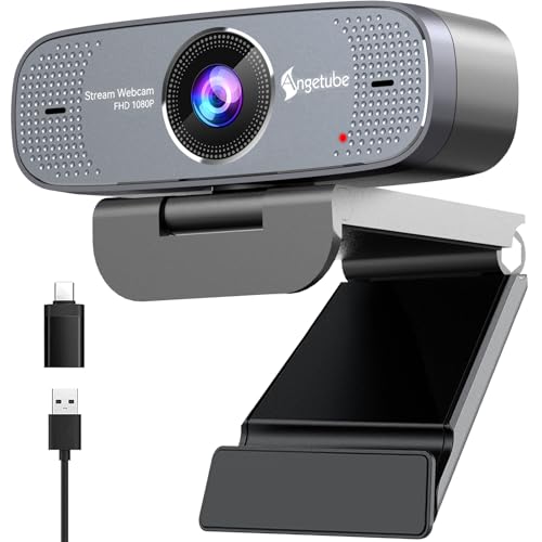 Angetube 1080P Webcam with Microphone, Autofocus Computer Caemra for PC 78°FOV, Plug&Play USB PC Web Cam, Streaming Camera for Laptop, Desktop, Mac,Windows, Works w/Zoom/Teams/Facetime/YouTube | 78°FOV, Plug&Play USB PC Web Cam, Streaming Camera for Lapto