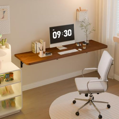 Dogsky Floating Wall Desk 60" x 16" - 500 lbs Heavy Duty Solid Pine - color: Walnut, size: 60" x 16"