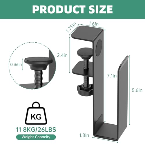 Adjustable Side Laptop Mount, No Drill Desk Storage Organizer, Metal Hanging Notebooks Holder, Punch-Free Clamp for MacBook Pro, Documents with Anti-Scratch Silicone