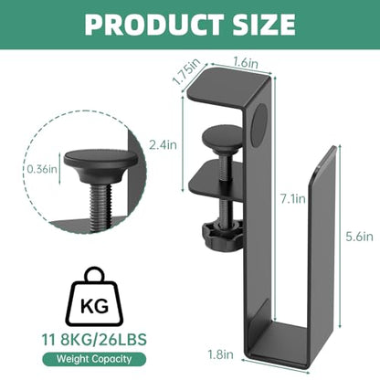 Adjustable Side Laptop Mount, No Drill Desk Storage Organizer, Metal Hanging Notebooks Holder, Punch-Free Clamp for MacBook Pro, Documents with Anti-Scratch Silicone