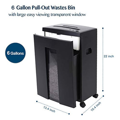 WOLVERINE SD9112 P5 Super Micro Cut Shredder, 10-Sheet, 60 Min, 6Gal Bin, Ultra Quiet, Black - size: 10-Sheet Level P5-Black