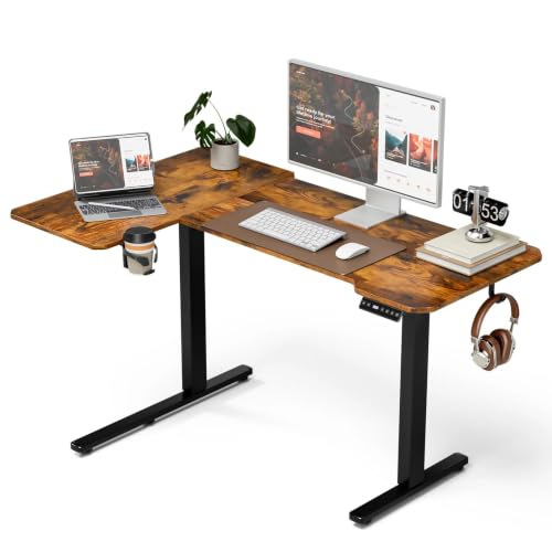 Acrolix L Shaped Electric Standing Desk, 43x31.5 Inch Reversible, Rustic Brown - color: Rustic Brown, size: 43