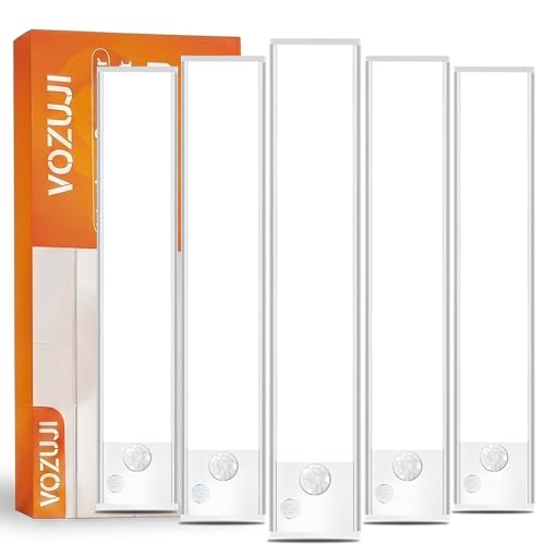 Under Cabinet Rechargeable Lighting: 12 Inch Motion Sensor Dimmable Lights Indoor - Battery Operated Lights - Wireless Closet Light Magnetic Led Light for Kitchen Home Bathroom Counter 5 Pack - color: White 5 Pack, size: 12 Inch