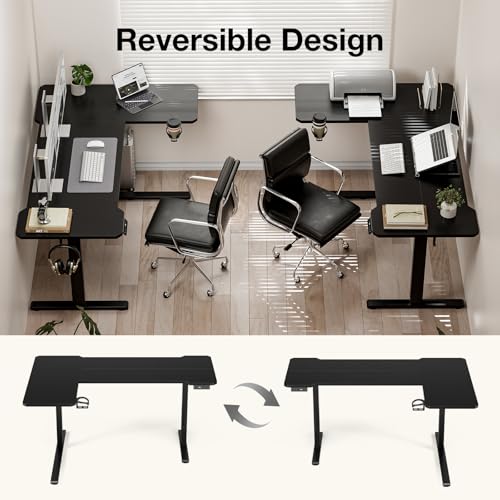 Acrolix L Shaped Electric Standing Desk, 59x40 Inch Reversible, Black - color: Black, size: 59