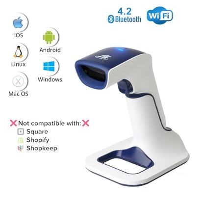 ScanAvenger Wireless Portable 1D with Stand Bluetooth Barcode Scanner: Hand Scanner 3-in-1, Cordless, Rechargeable Scan Gun for Inventory - USB Barcode Reader (1D Only with Next Gen Stand) - style: 1D With Next Gen Stand