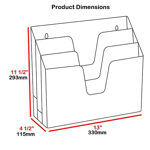 Acrimet Horizontal Triple File Folder Organizer Sorter, Letter Size, Black