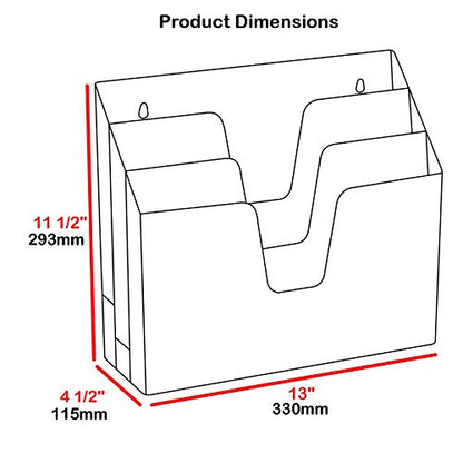 Acrimet Horizontal Triple File Folder Organizer Sorter, Letter Size, Black