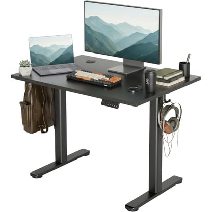 Claiks Electric Height Adjustable Standing Desk, 40x24 Inch, Deep Black | Smooth Height Adjustment, 3 Memory Presets, Cable Management Hub&Hook, Stable Steel Frame, 176lbs Capacity, Easy Assembly - color: Deep Black, size: 40